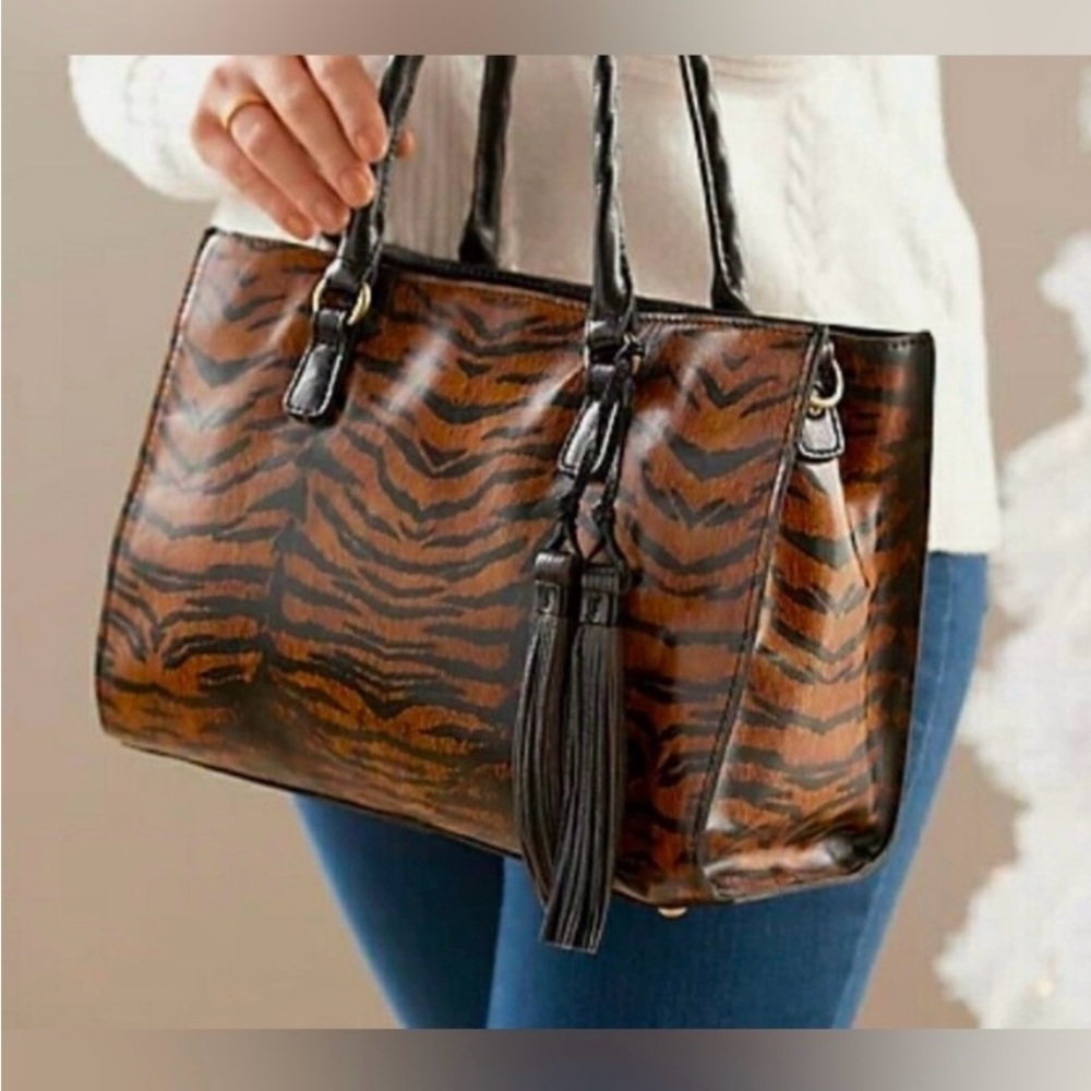 Patricia Nash TIGER PRINT PRIMROSE Purse HandBag Satchel NWT